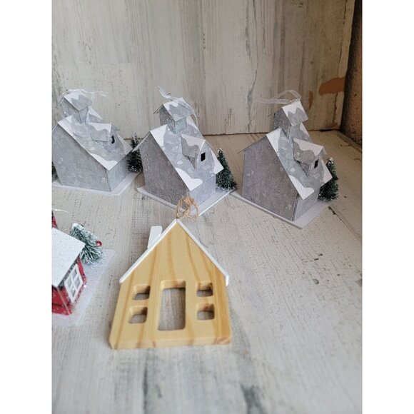 Winter scenic snow house ornament Xmas set unique home - Picture 8 of 8